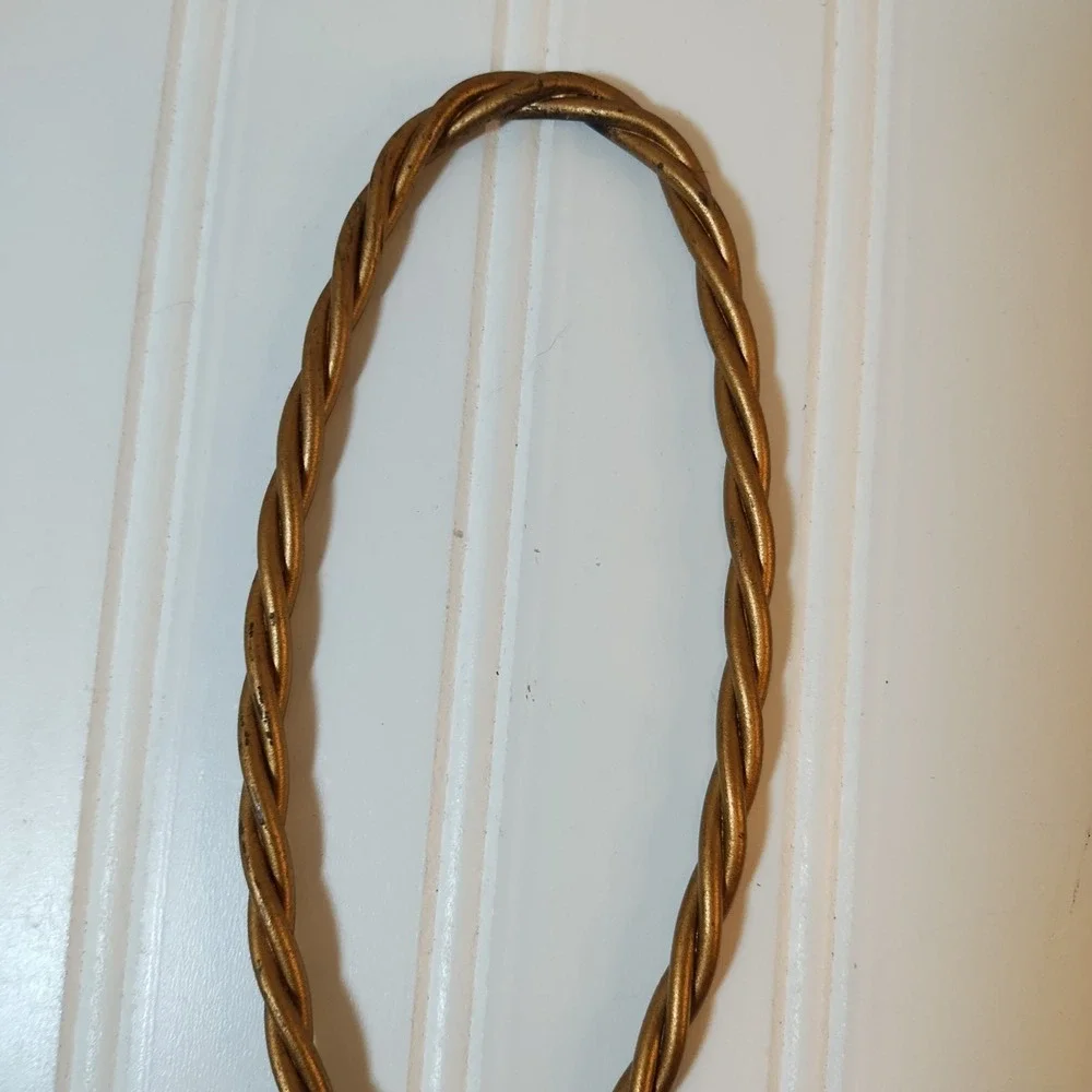 Pair Vtg Homco Braided Candle‎ Holders Twisted Wire Rope Metal Wall Sconces 2